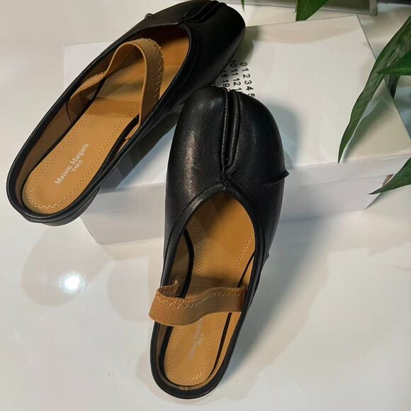 Maison Margiela Tabi Ballet Flats Black Size 39 US9 w/ Elastic Band Japan - Picture 2 of 7